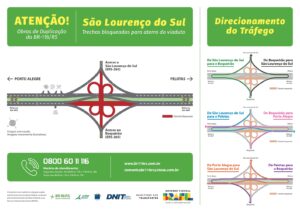 Ecosul intensifica monitoramento em São Lourenço do Sul durante bloqueio na BR-116 pelo DNIT