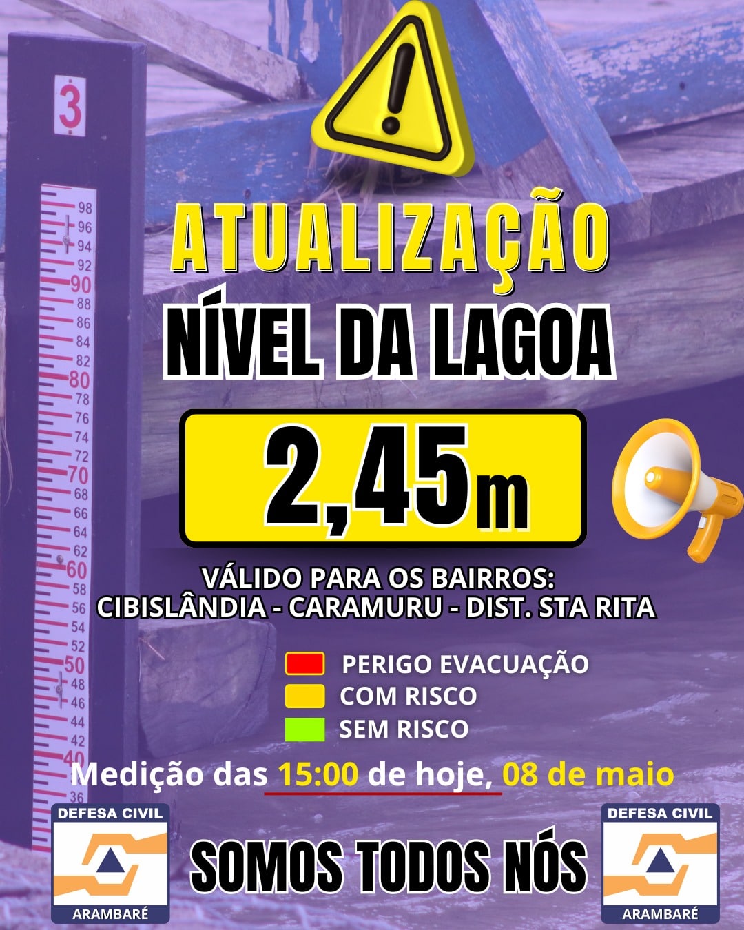 Arambaré tem situação de alerta para alagamentos em 03 bairros