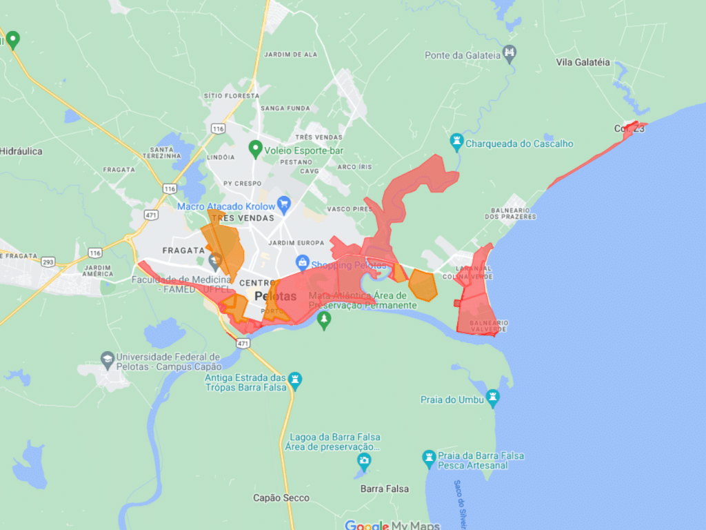 Prefeitura altera mapa com novas áreas de risco em Pelotas