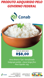 Arroz comprado pela Conab terá preço máximo de R$ 4 o quilo ao consumidor