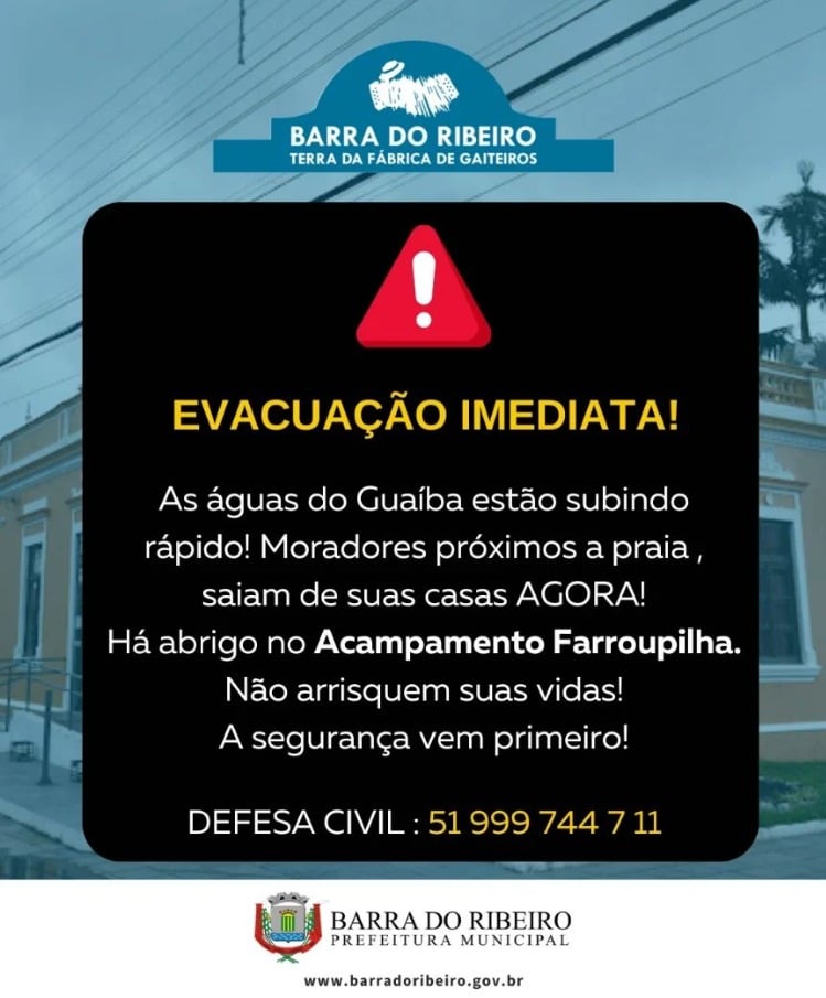 Defesa Civil emite alerta para elevação da Laguna dos Patos