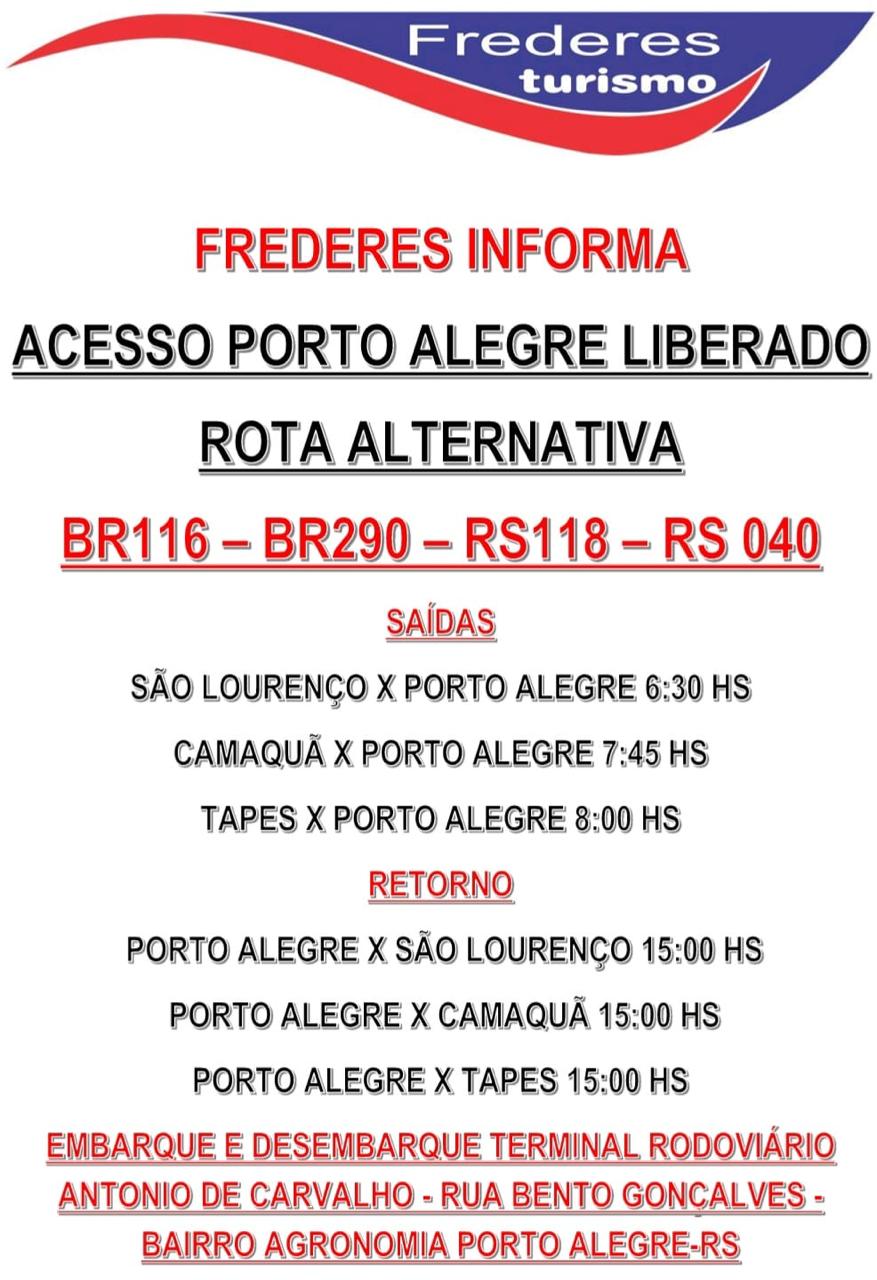 Camaquã e Porto Alegre tem linha de ônibus emergencial liberada