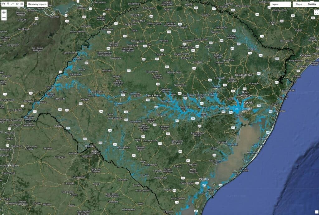 Análise de satélite revela impacto das enchentes no Rio Grande do Sul