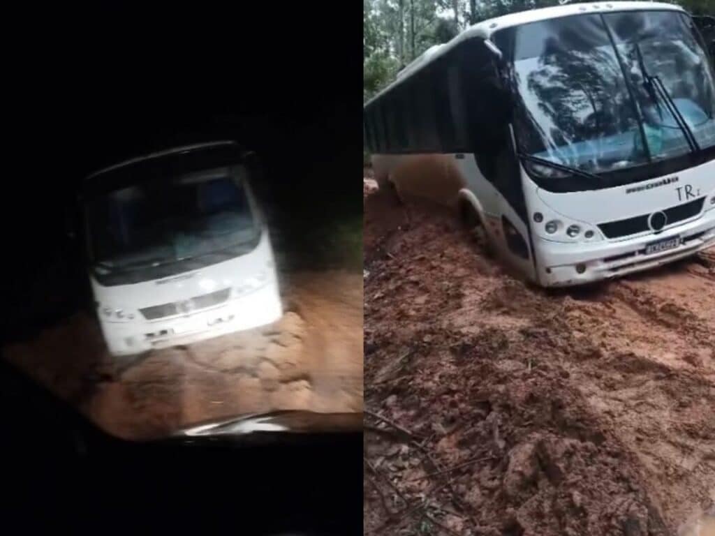 Camaquã: ônibus é "abandonado" na estrada após atolar no interior