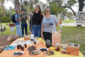 Um dos projetos das alunas é uma "Caixa Didática", que auxilia na demonstração de como funciona uma colmeia. Foto: Divulgação.