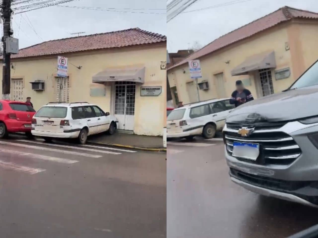 Carro invade calçada em novo acidente em esquina perigosa de Camaquã