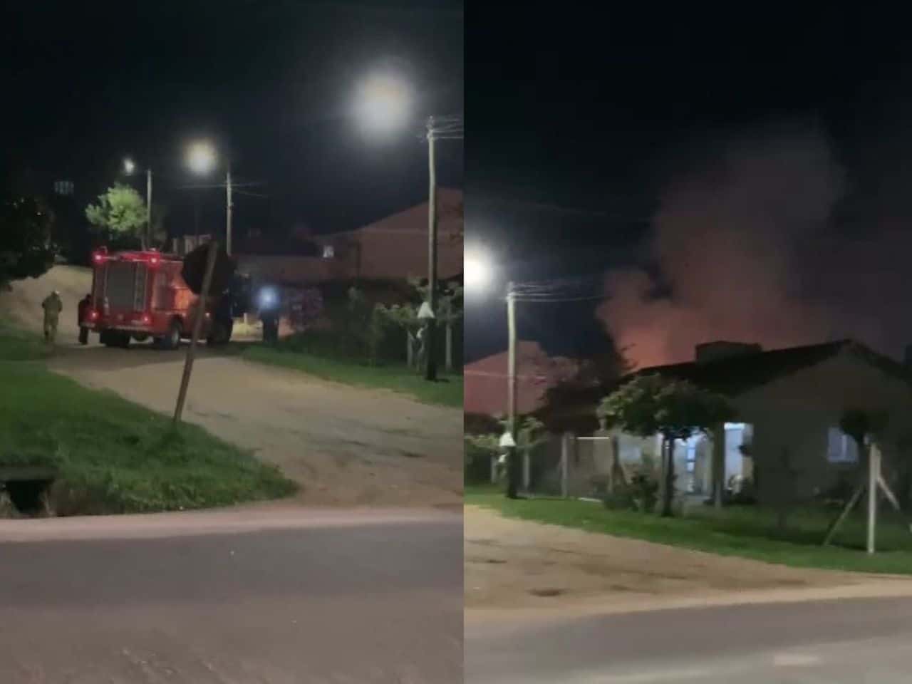 Bombeiros combatem incêndio em terreno em Camaquã