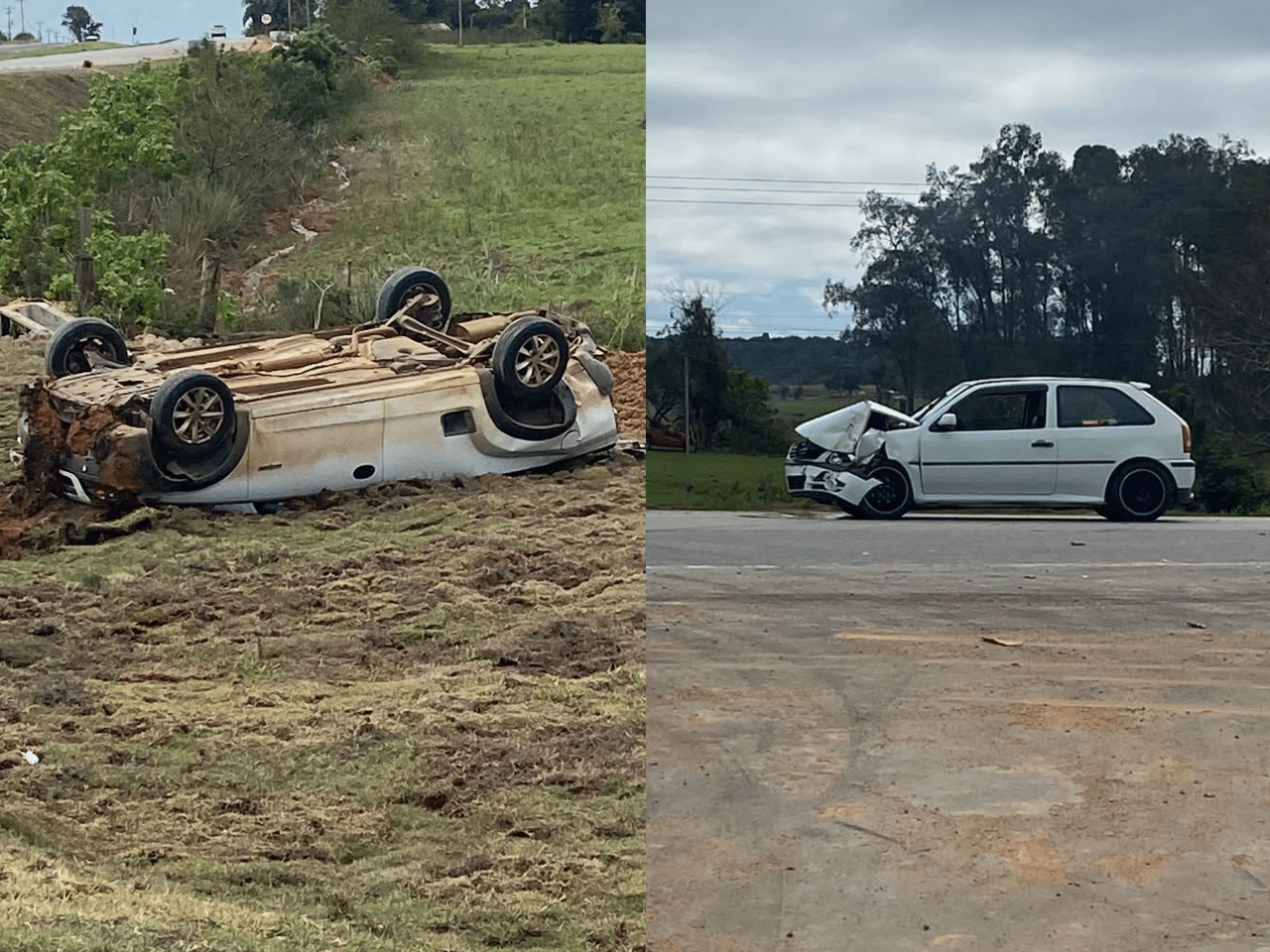 Carro e camionete se envolvem em acidente na BR-116 em Camaquã