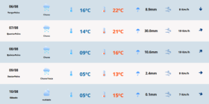 Previsão do tempo para terça-feira (06). Foto: MetSul Meteorologia/Divulgação.