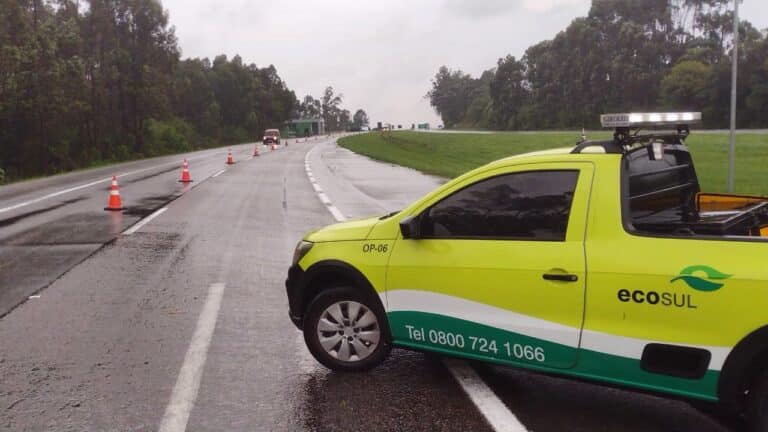 Ecosul reforça equipe de inspeção das rodovias devido às fortes chuvas. Foto: Ecosul/Divulgação