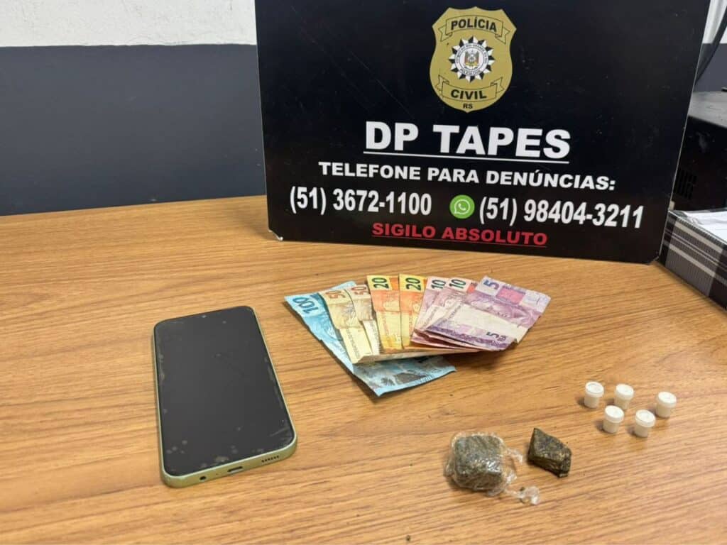 Adolescente de 17 anos apreendido com drogas em Tapes