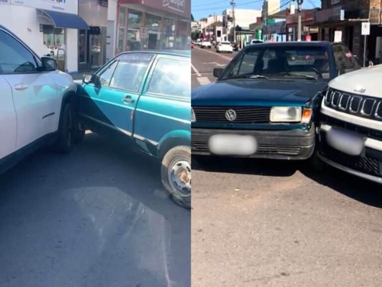 Câmera flagra momento exato de acidente no centro de Camaquã