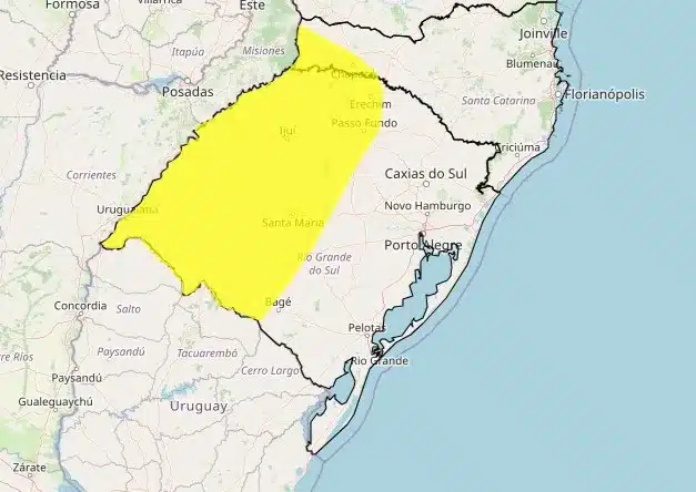 Inmet publica alerta de tempestade para o RS