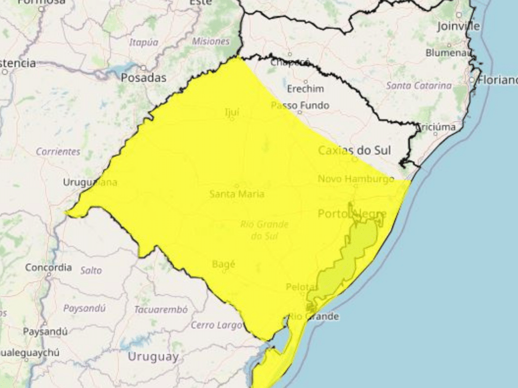 Alerta de chuvas intensas atinge Zona Sul do RS nesta quinta-feira