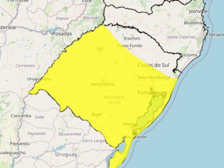 Alerta de chuvas intensas atinge Zona Sul do RS nesta quinta-feira