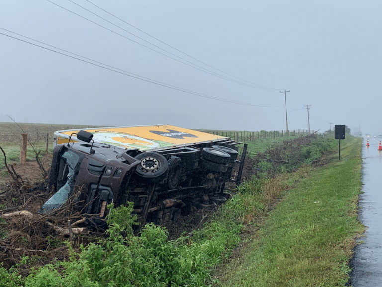 Caminhão fica destruído após saída de pista na BR-116