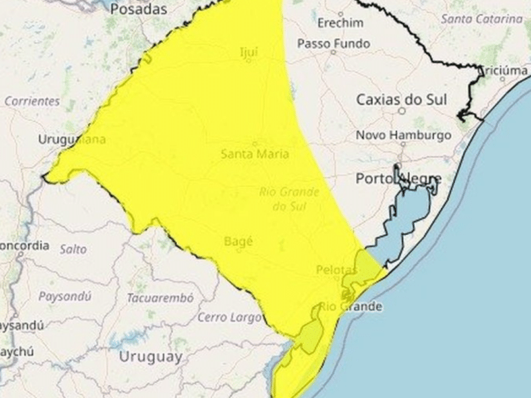 Inmet alerta para temporais e chuvas intensas em diversas regiões gaúchas