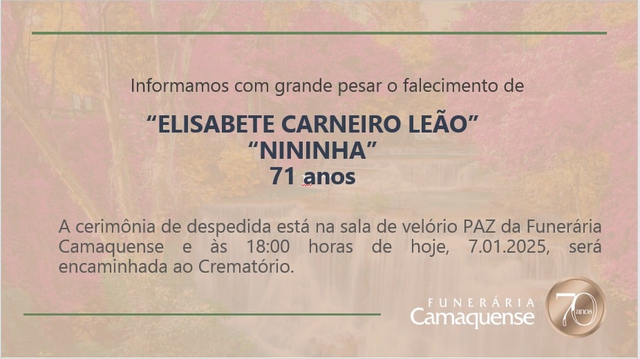 Nota de Falecimento: Elisabete Carneiro Leão morre aos 71 anos