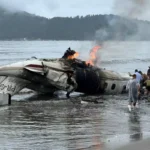 Avião de pequeno porte pai em Ubatuba e pega fogo na praia