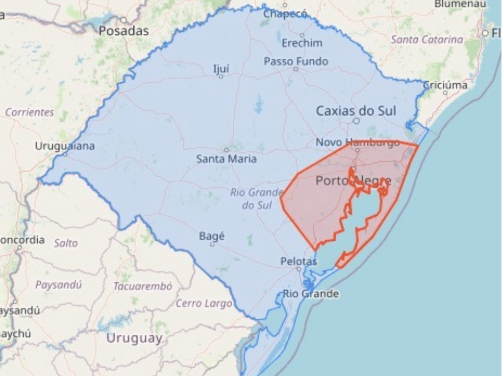 Defesa Civil emite alerta para chuvas intensas na Costa Doce e Zona Sul