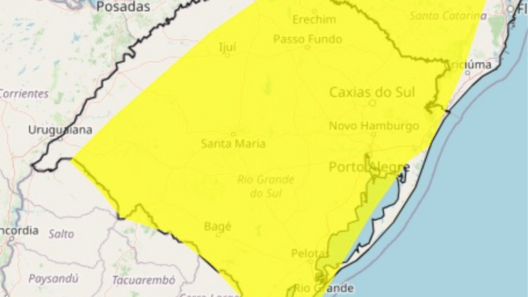 Defesa Civil emite alerta para temporais no Rio Grande do Sul