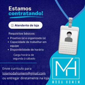Moda Homem abre vaga de emprego em Camaquã