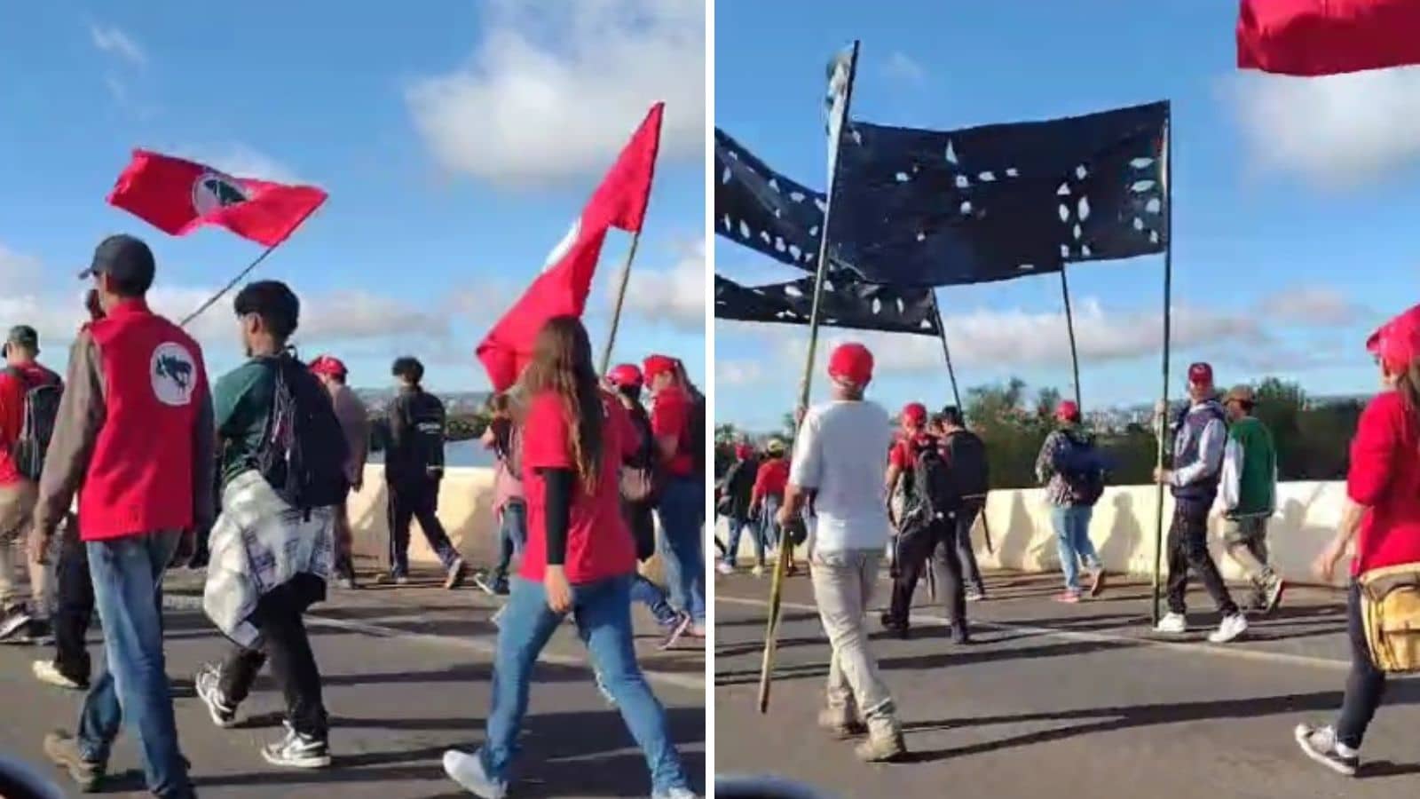 BR-290: manifestação do MST causa bloqueio e lentidão no trânsito