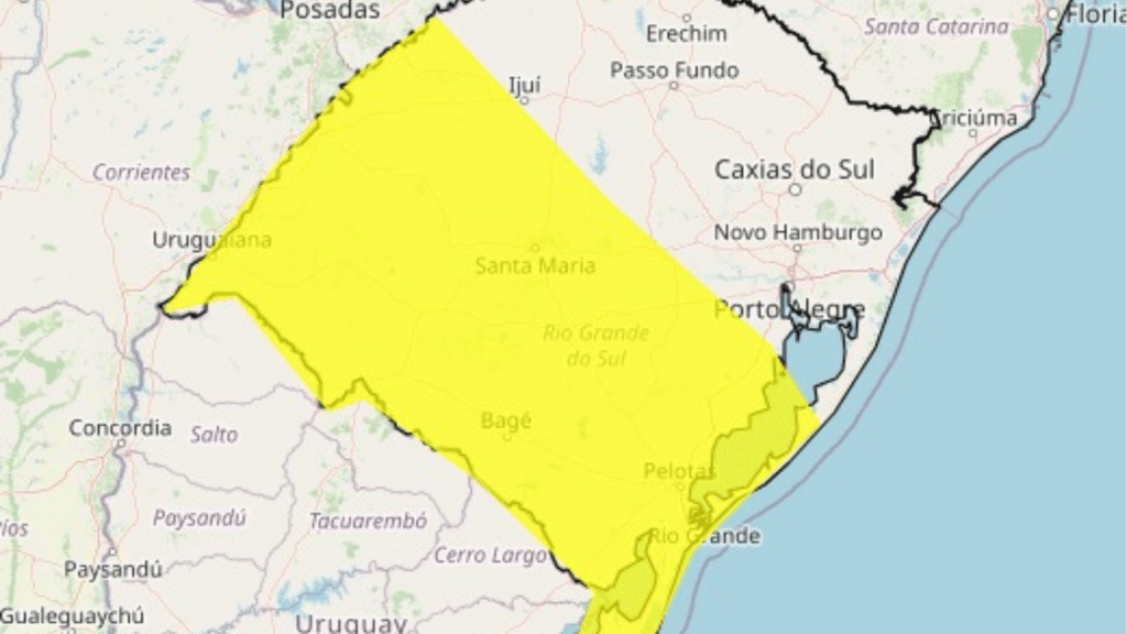 Defesa Civil emite alerta de tempestade no Rio Grande do Sul