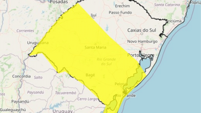 Defesa Civil emite alerta de tempestade no Rio Grande do Sul