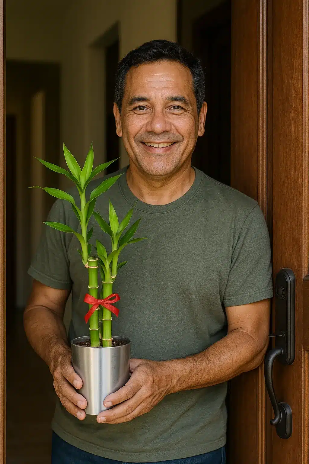Bambu da sorte na porta de entrada