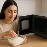 Esse truque fácil mantém o arroz soltinho e úmido depois de aquecer a marmita no microondas