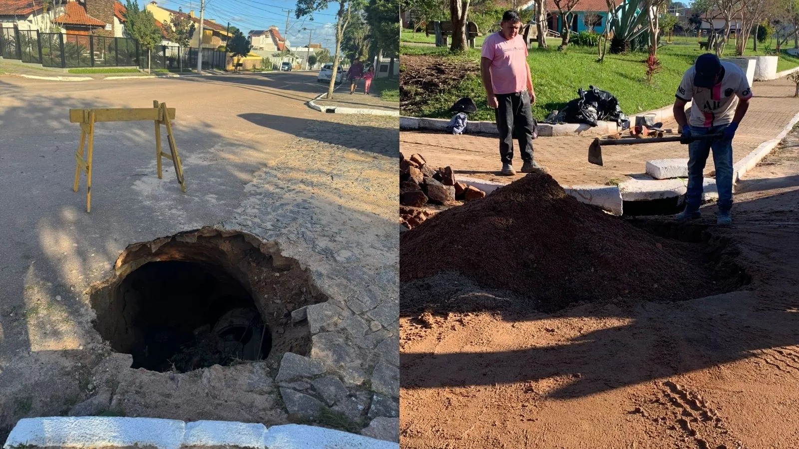 Prefeitura de Camaquã conserta buraco que causava riscos no bairro Floresta