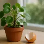 Pilea brota com força se você usar esse truque com 1 casca de ovo