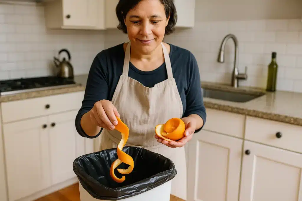 Por que colocar cascas de laranja no lixo muda o cheiro da cozinha inteira