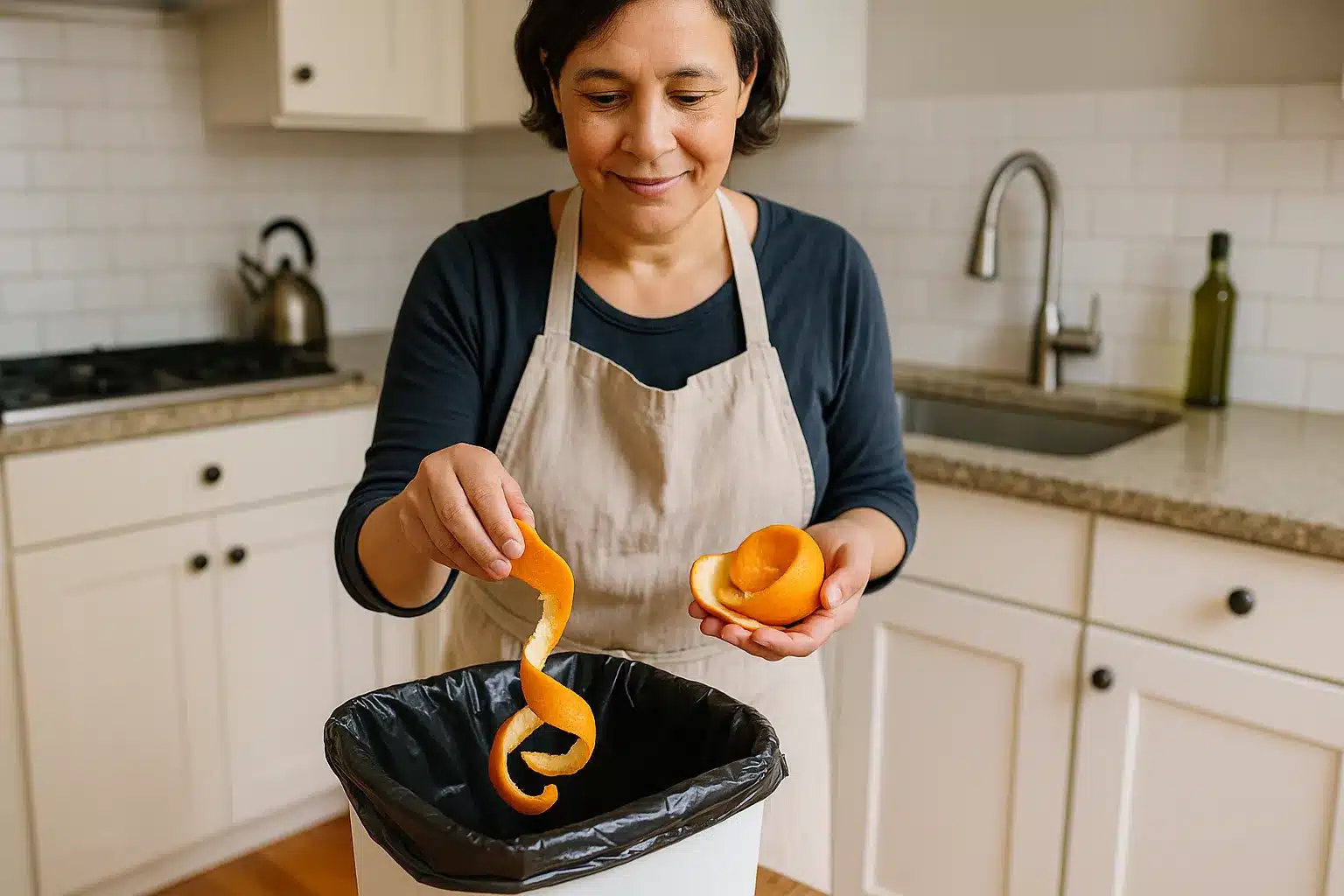 Por que colocar cascas de laranja no lixo muda o cheiro da cozinha inteira