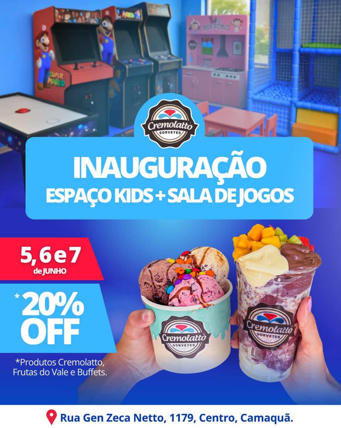 Cremolatto inaugura espaço kids e sala de jogos em Camaquã