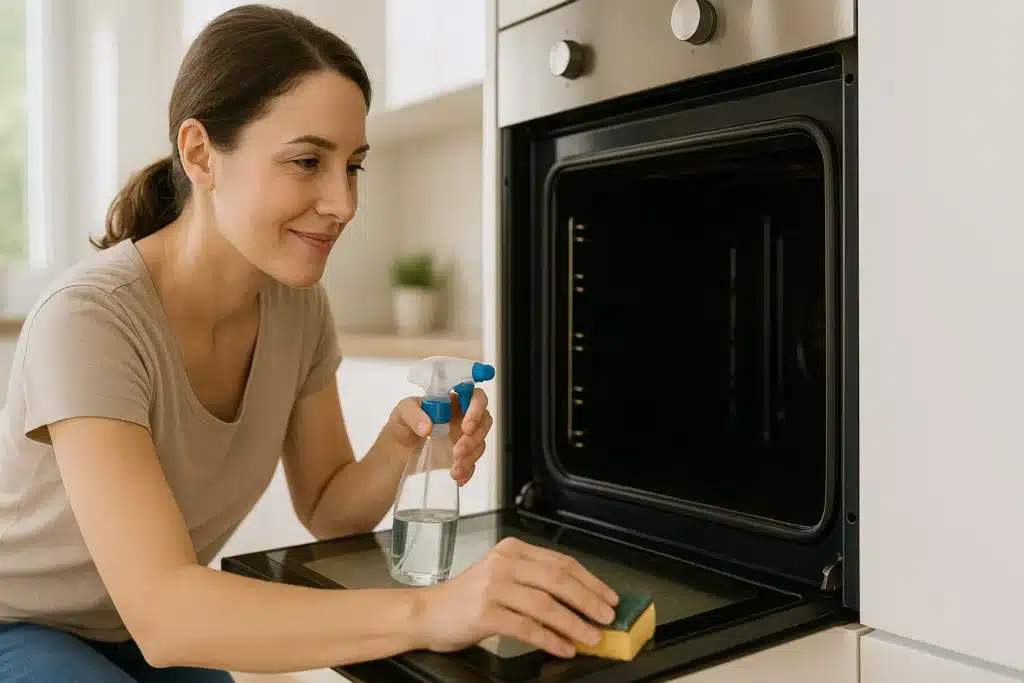 Essa mistura para limpar o vidro do forno dissolve a gordura sem precisar esfregar