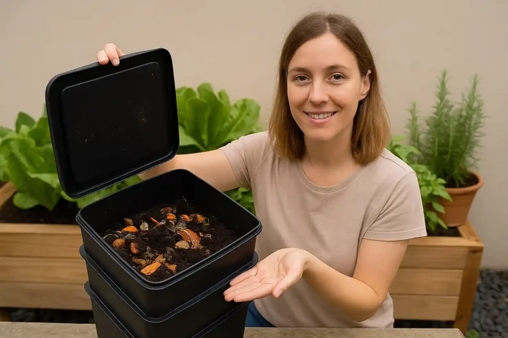 Composteira em casa passo a passo simples para usar na horta e nas plantas