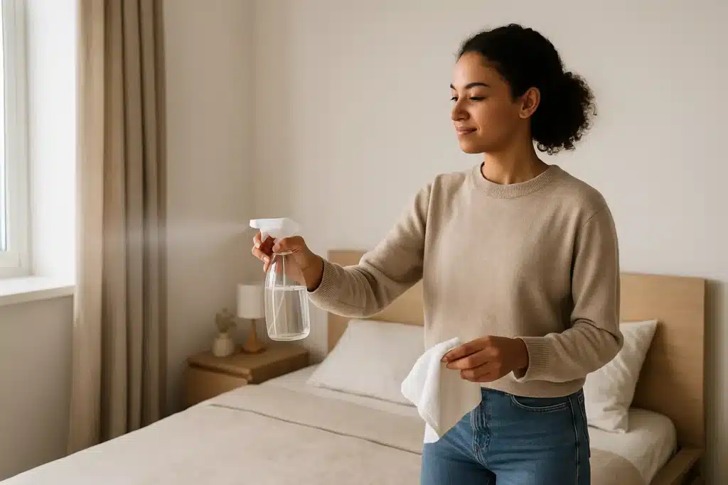 Esse truque de limpeza com vinagre e essência deixa o quarto com cheiro de casa nova