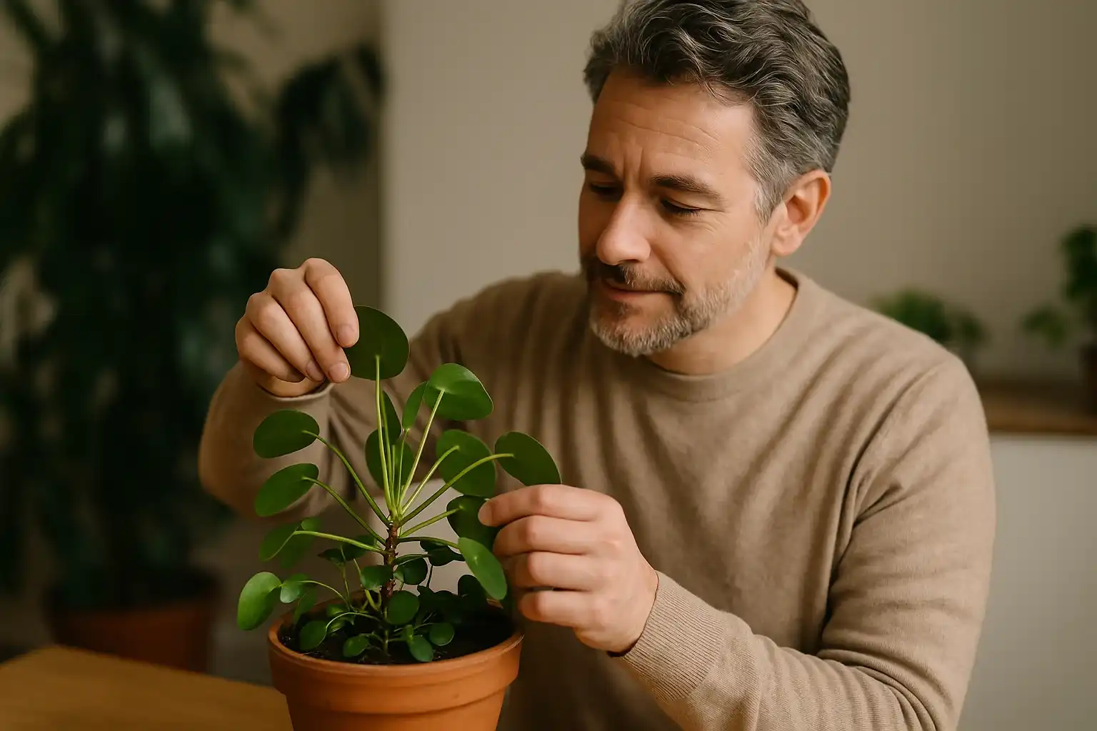 Pilea peperomioides soltando 8 mudas por mês Veja como