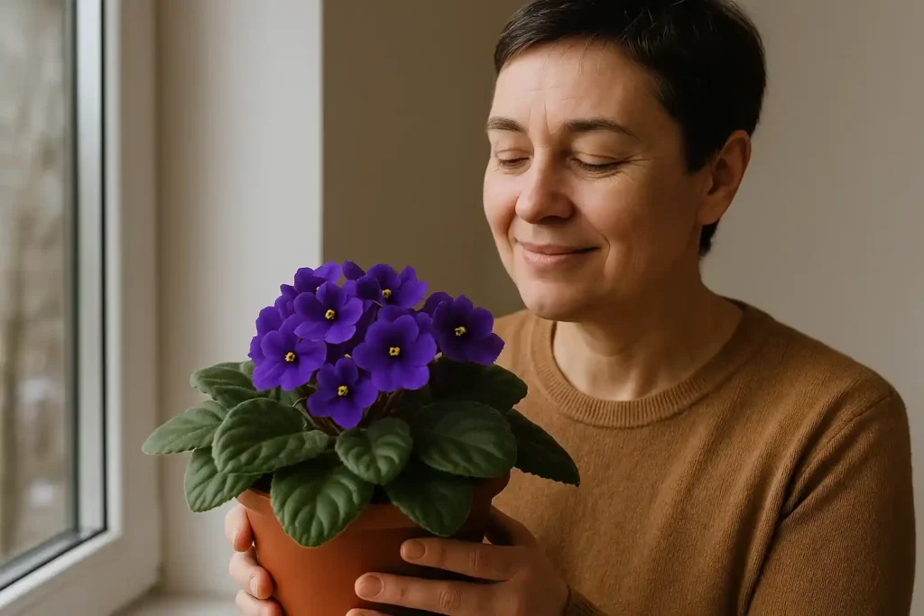 Violeta africana floresce no inverno após troca de substrato