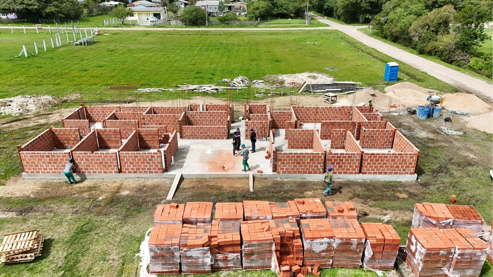 Obra da unidade de saúde de Santa Rita do Sul atinge 30% de execução. Foto: Divulgação/Prefeitura de Arambaré.