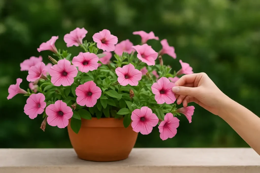Petúnia-rosa 4 truques para prolongar a floração em vasos
