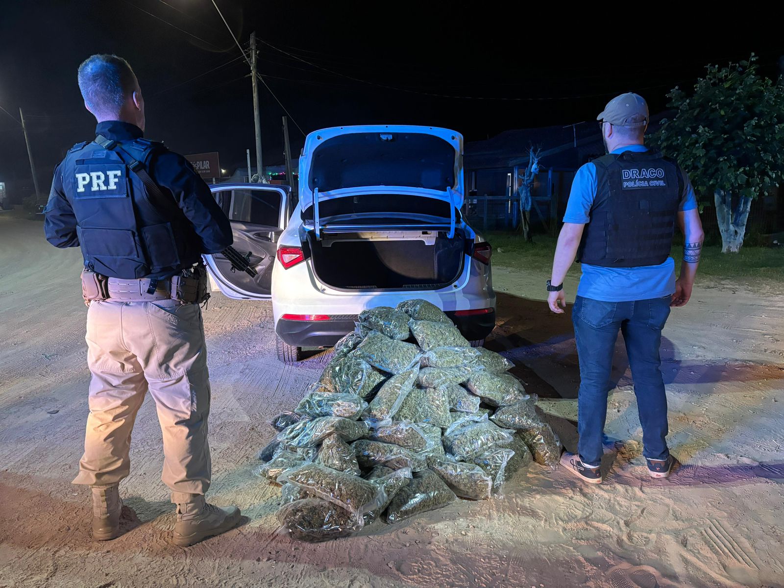 Polícia apreende 46 quilos de skunk na BR-471 em Rio Grande. Foto: Divulgação.