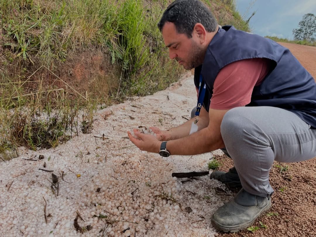 Grande número de granizo. Foto: Divulgação/Prefeitura de Dom Feliciano.