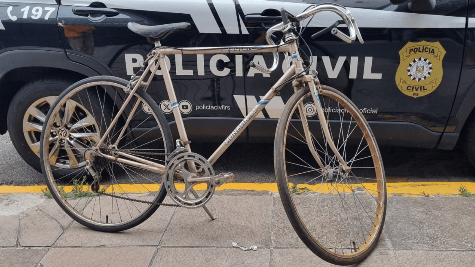 Polícia Civil recupera bicicleta furtada de colecionador durante enchente em Rio Grande. Foto: Divulgação.