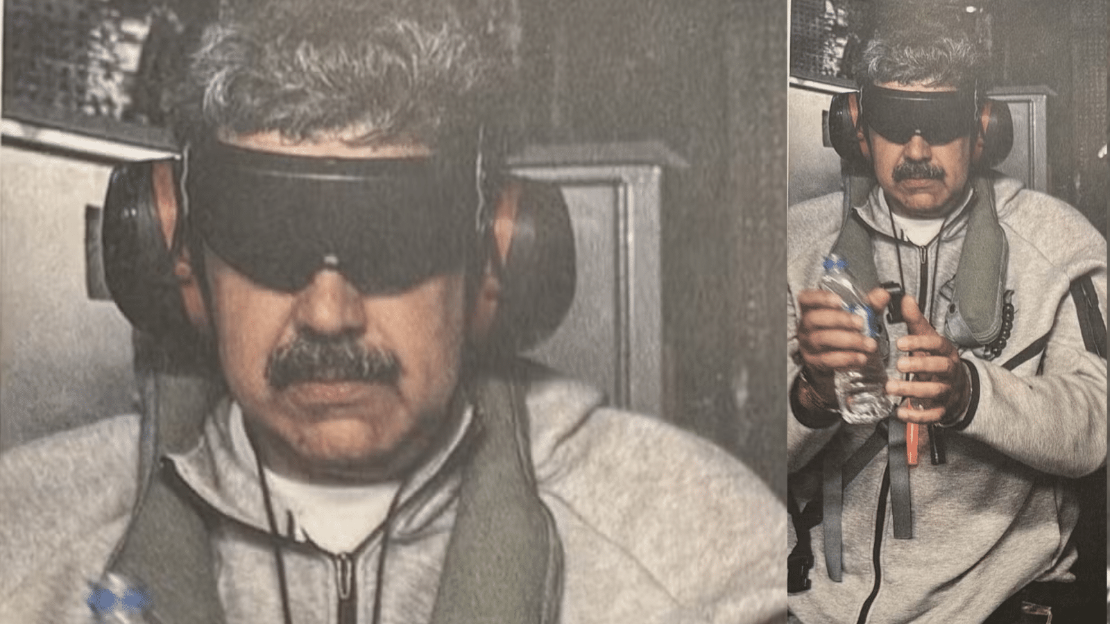 Maduro é exposto preso, vendado e possivelmente algemado. Foto: Reprodução.
