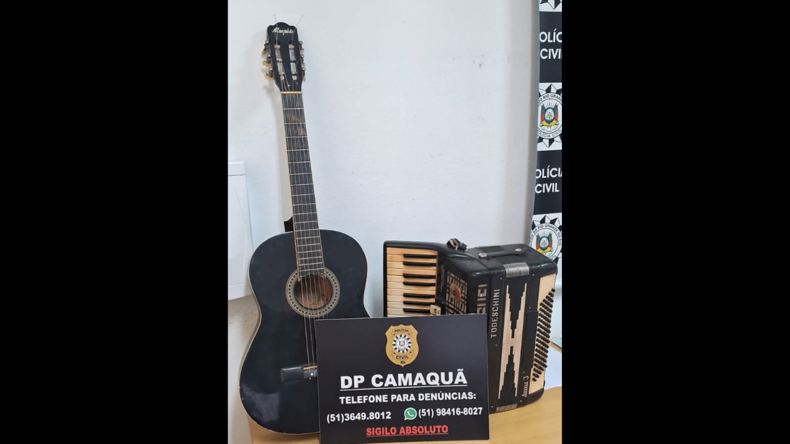 Polícia Civil recupera instrumentos musicais furtados em Camaquã