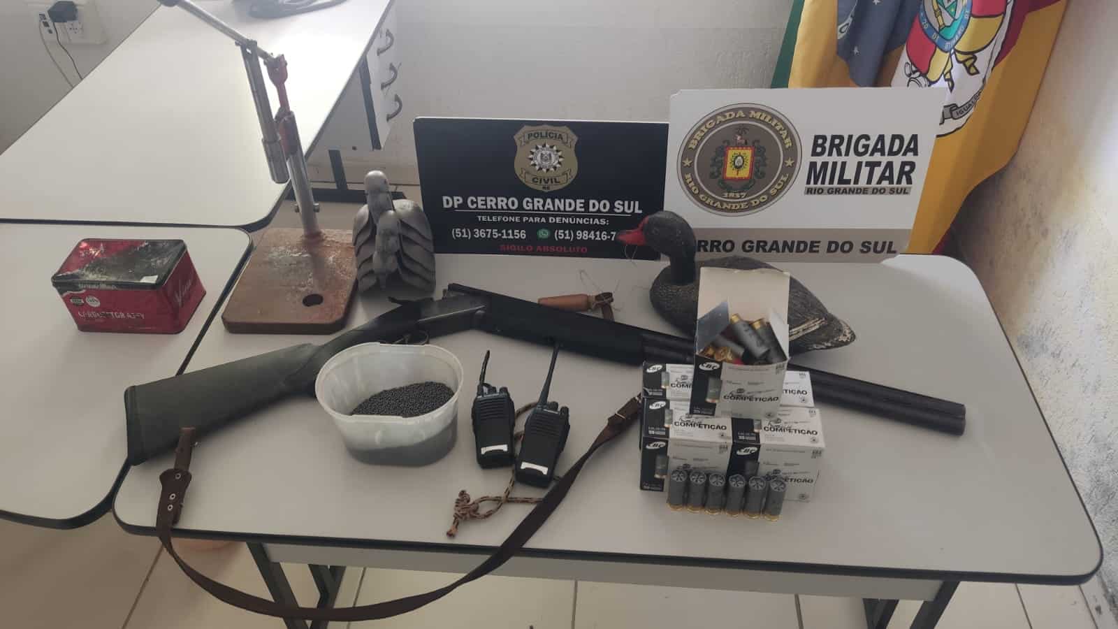 Polícia apreende arma e munições no interior de Cerro Grande do Sul