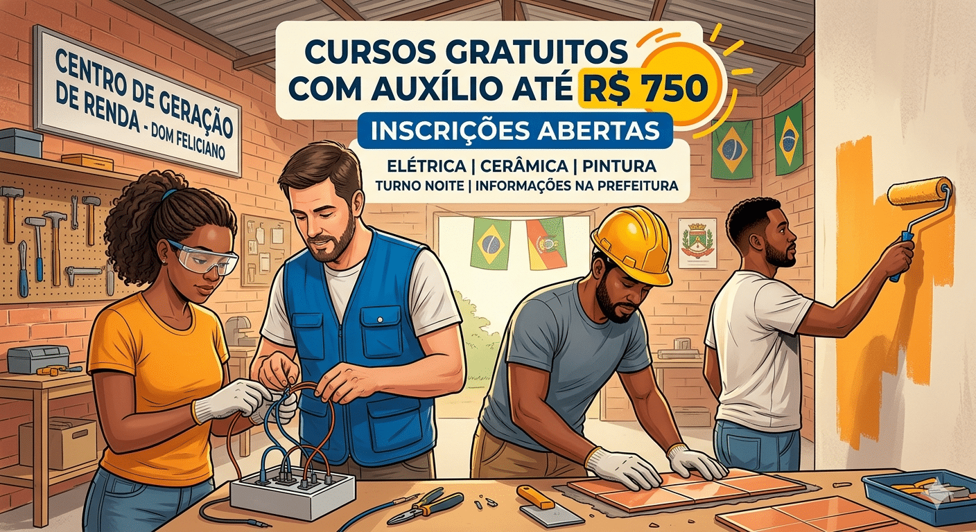 Dom Feliciano oferece cursos gratuitos com auxílio financeiro de até R$ 750